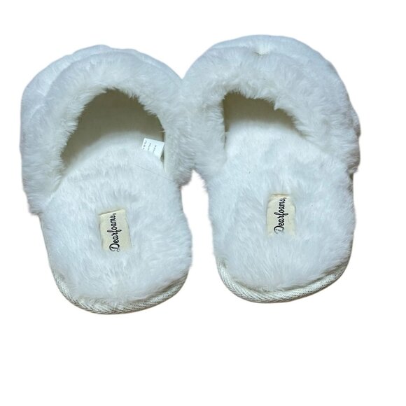 Dearfoams Womens White Plush Bridal Slide Slippers "I Do" Design Large US 7-8 - Picture 6 of 11